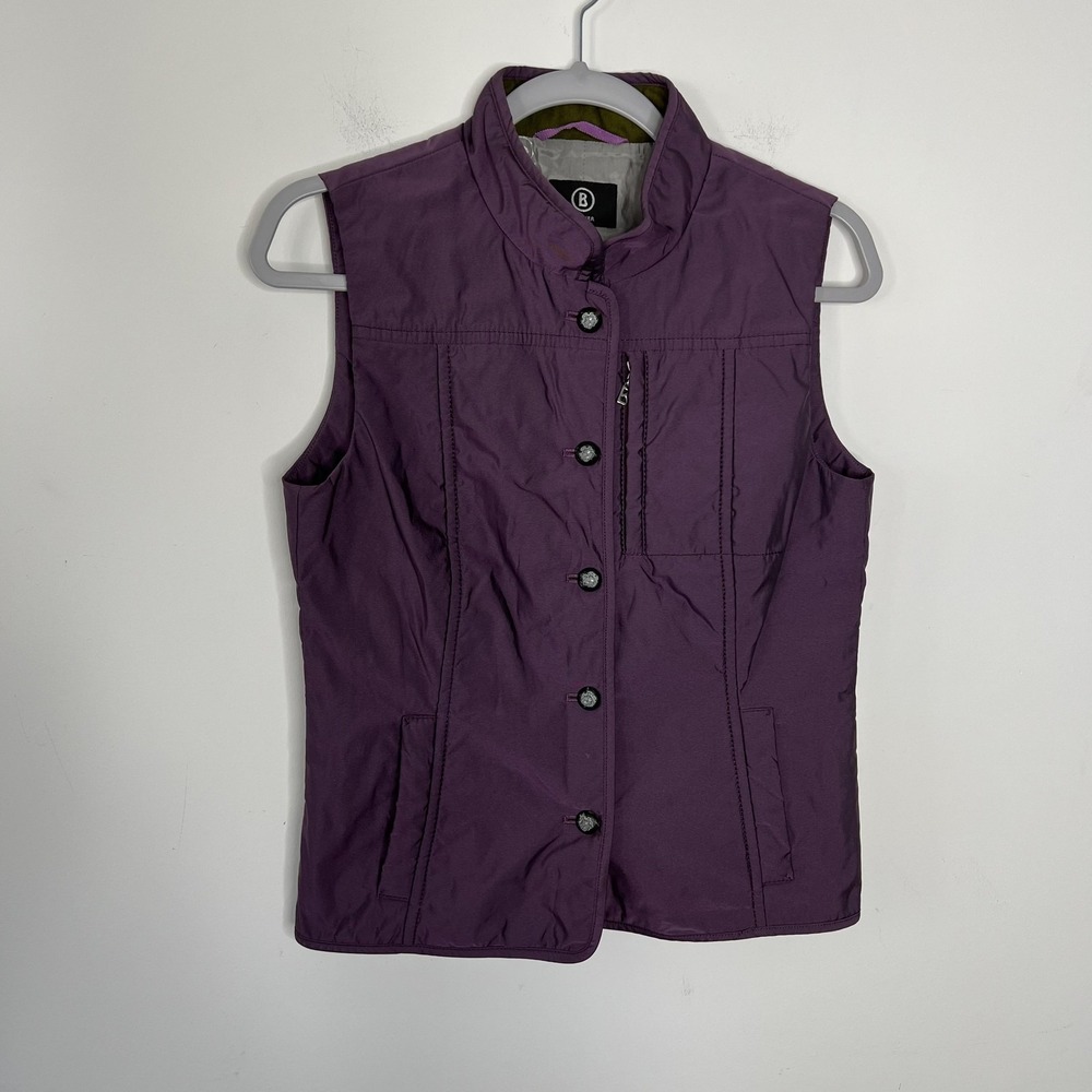 Bogner Vest Womens 4 Purple Limonta Fabric Button Front Zip Chest Pocket Outdoor